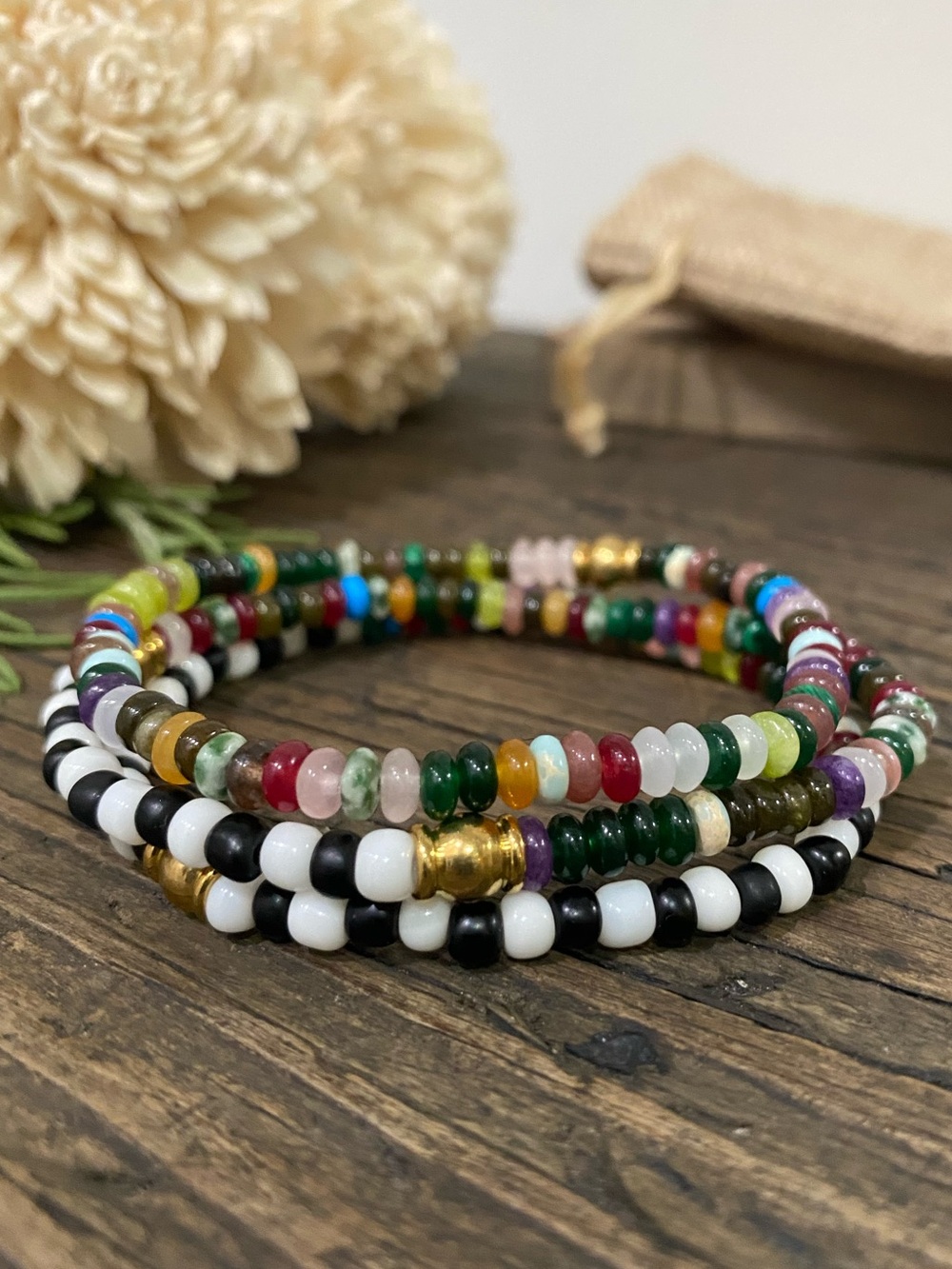 Multicolor Beaded Stretch Bracelet Stack